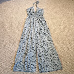 Kirat Jumpsuit Overalls Womens One Size Mushrooms Festival Boho Smocked Halter